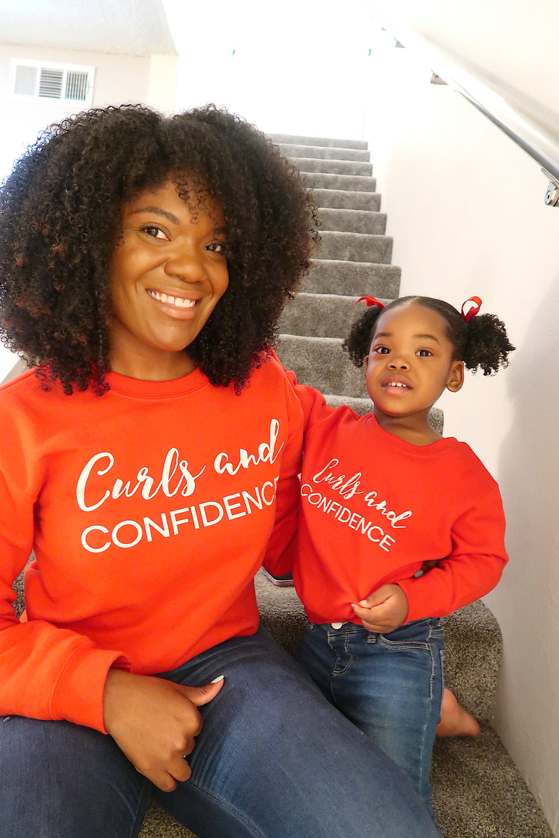 Toddler Curls and Confidence Sweatshirt (Red)