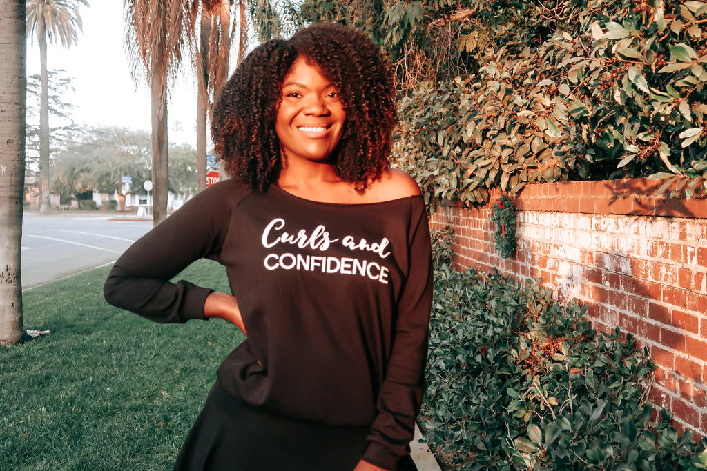 Curls and Confidence Off The Shoulder Sweatshirt