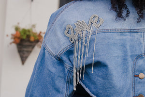 Love Cool | Rhinestone Cropped Denim Jacket