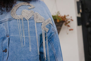 Love Cool | Rhinestone Cropped Denim Jacket