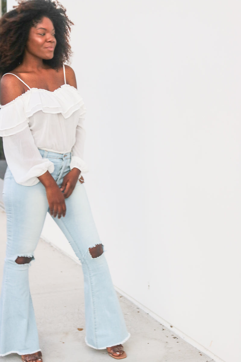 Flare On | Light Blue Wash Flare Jeans