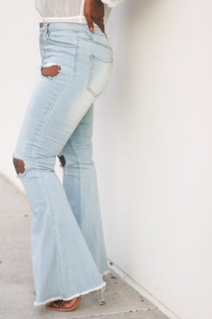 Flare On | Light Blue Wash Flare Jeans