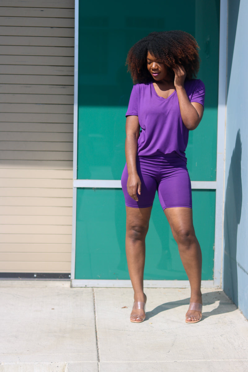 Purple Cutie | Biker Short Set