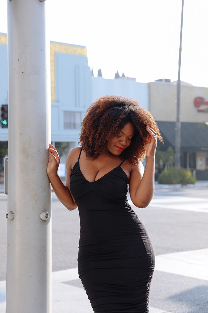 Black Out | Ruched Bodycon Dress