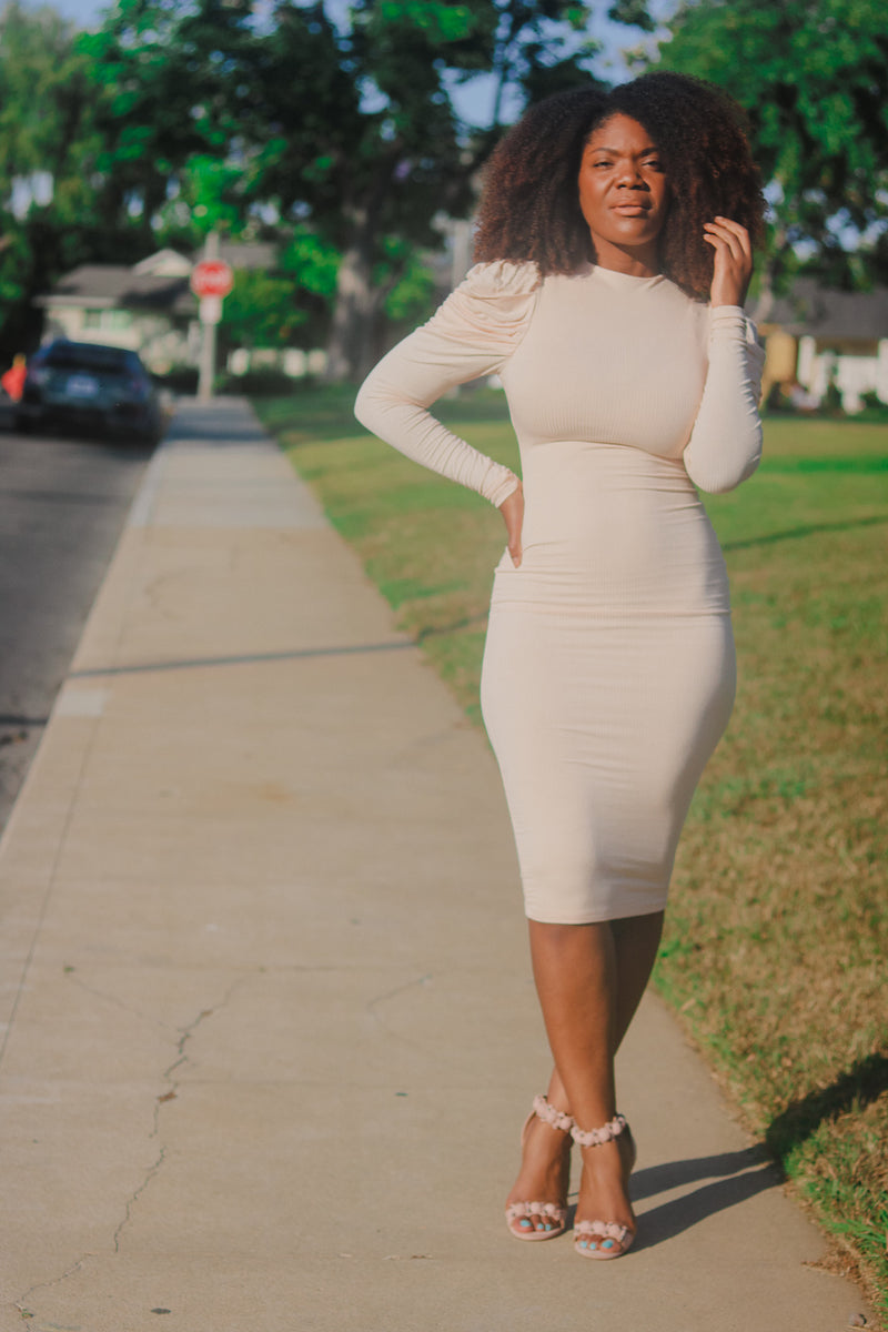 Style & Grace | Puff Sleeve Midi Dress