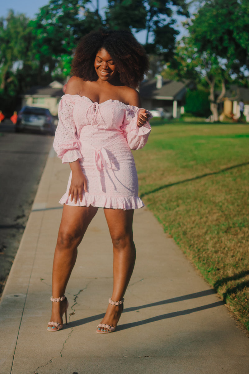 Pretty In Pink | Off The Shoulder Dress